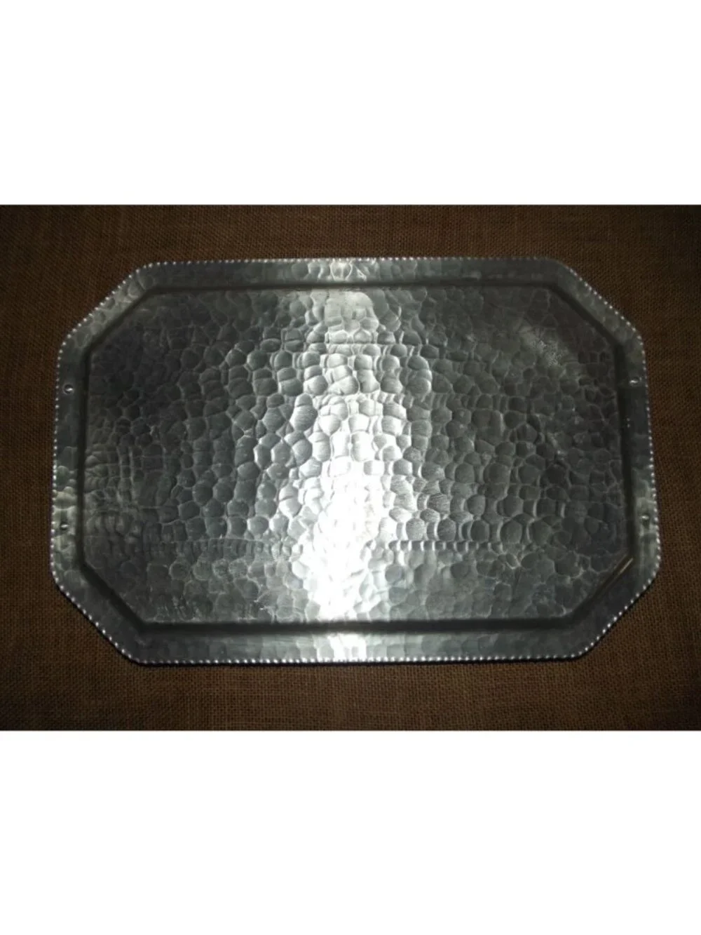 Continental Hand Wrought Silverlook Tray 755 Chrysanthemum Aluminum handles